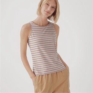 Pact Purple Orange Soho Stripe Organic Cotton Softspun Tank Top XS
